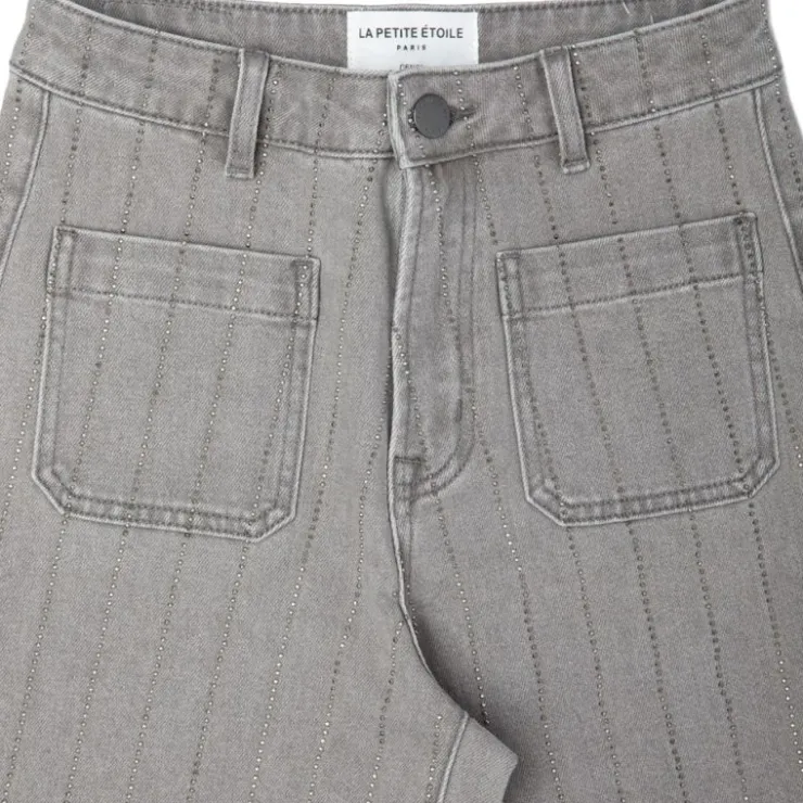 LA PETITE ETOILE Jean atlanty à strass avec poches Femme GRIS Outlet