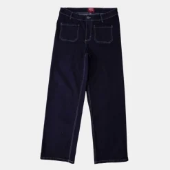 AMERICAN PEOPLE Jean Santana denim coton avec surpiqures blanches Femme BLEU FONCE Sale