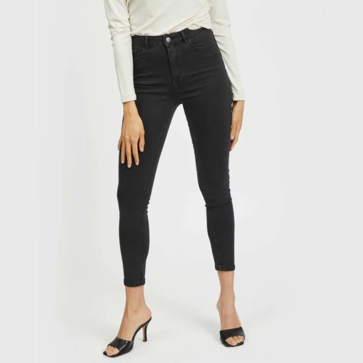 VILA Jean skinny Ekko 7/8eme taille haute gris foncé Femme GRIS FONCE Online