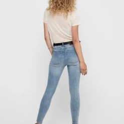ONLY Jean skinny Mila taille haute avec boutons Femme BLEU CLAIR