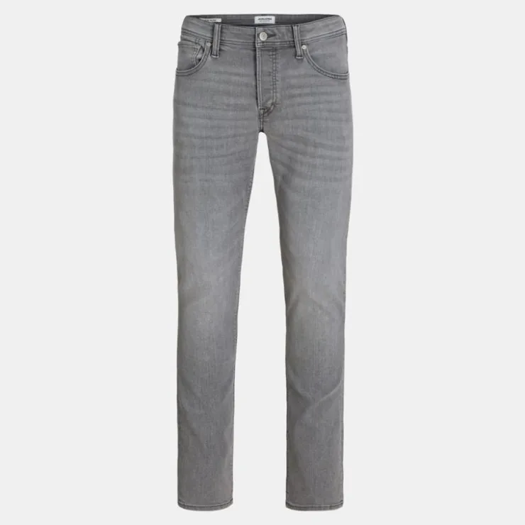 JACK & JONES Jean zippé grey denim clark stretch tapered Homme GRIS New