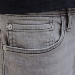 JACK & JONES Jean zippé grey denim clark stretch tapered Homme GRIS New