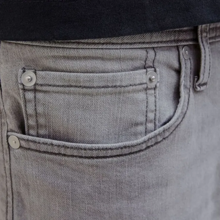 JACK & JONES Jean zippé grey denim clark stretch tapered Homme GRIS New