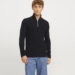 JACK & JONES Jjpannel knit half zip aw24 black Homme NOIR Sale