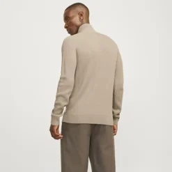 JACK & JONES Jjpannel knit half zip aw24 black Homme BEIGE Hot