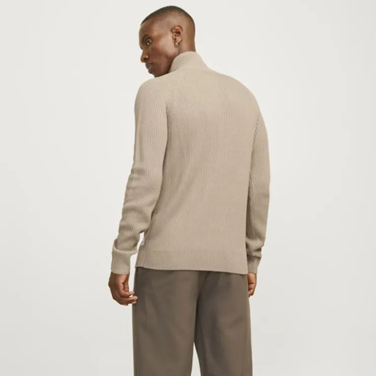 JACK & JONES Jjpannel knit half zip aw24 black Homme BEIGE Hot