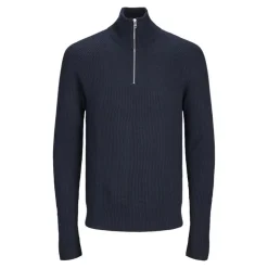 JACK & JONES Jjpannel knit half zip aw24 black Homme BLEU FONCE Best