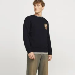 JACK & JONES Jjskull rock sweat imprimé Homme NOIR Clearance
