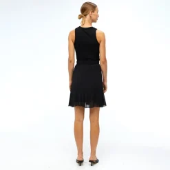 OBJECT Jupe courte e Mila à volants taille élastique Femme NOIR Clearance