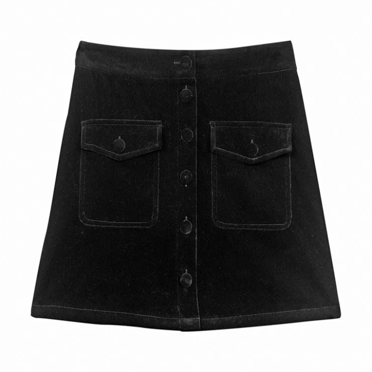 LA PETITE ETOILE Jupe courte veveine caramel Femme NOIR Sale