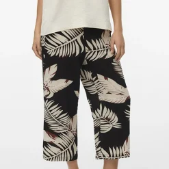 VERO MODA Jupe culotte à imprimé feuilles beiges Femme NOIR New