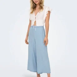 ONLY Jupe culotte évasée taille élastique Femme BLEU CLAIR Sale