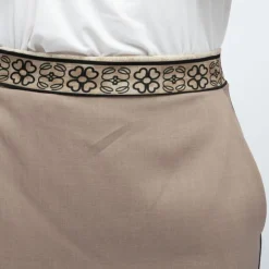 HOLLY AND JOEY Jupe dasy mi longue bandes graphiques avec fente Femme BEIGE Hot