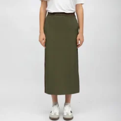 HOLLY AND JOEY Jupe dasy mi longue bandes graphiques avec fente Femme KAKI New