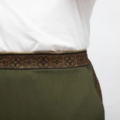 HOLLY AND JOEY Jupe dasy mi longue bandes graphiques avec fente Femme KAKI New