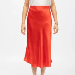 LA PETITE ETOILE Jupe droite effet satiné jill Femme ROUGE Clearance