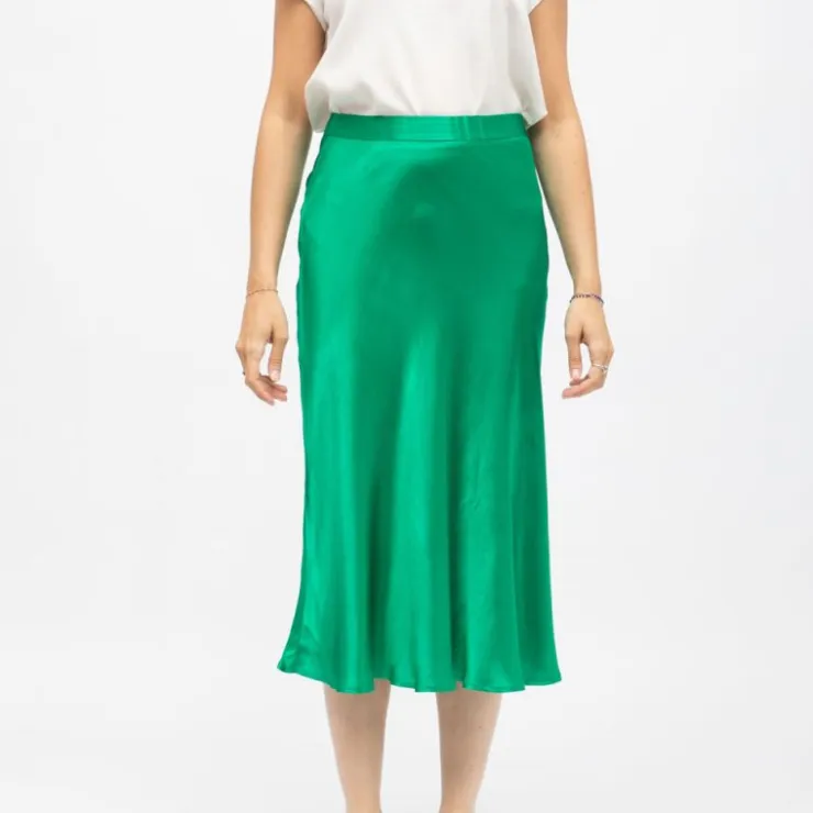 LA PETITE ETOILE Jupe droite effet satiné jill Femme VERT