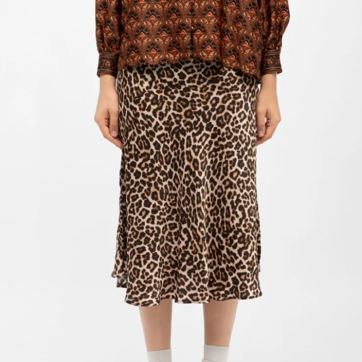 LA PETITE ETOILE Jupe effet satinée imprimé léopard jess Femme MARRON Sale