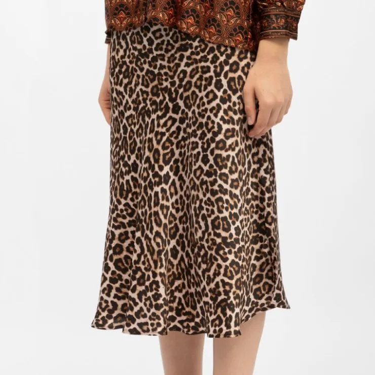 LA PETITE ETOILE Jupe effet satinée imprimé léopard jess Femme MARRON Sale