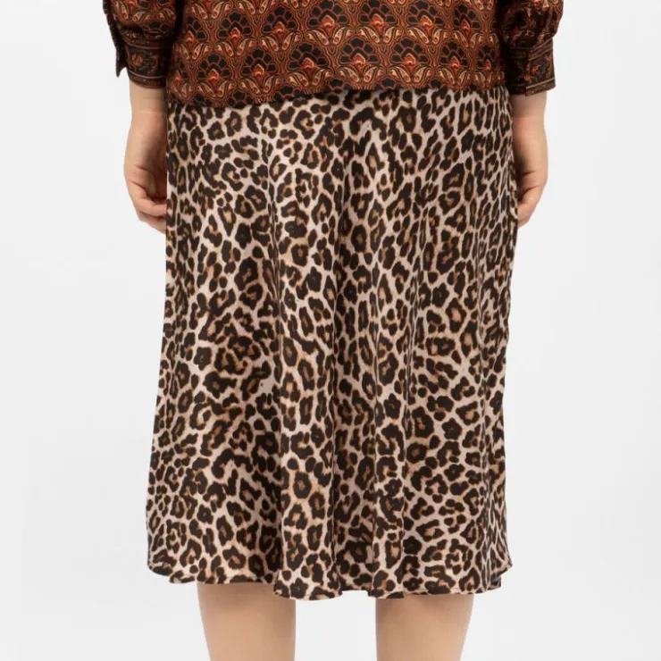 LA PETITE ETOILE Jupe effet satinée imprimé léopard jess Femme MARRON Sale