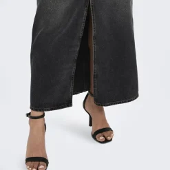 ONLY Jupe en jeans longue onlcilla en coton Femme GRIS FONCE Discount