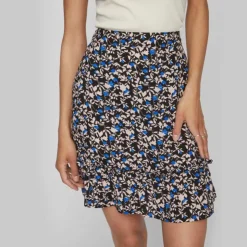 VILA Jupe fluide courte imprimée floral Femme NOIR Discount