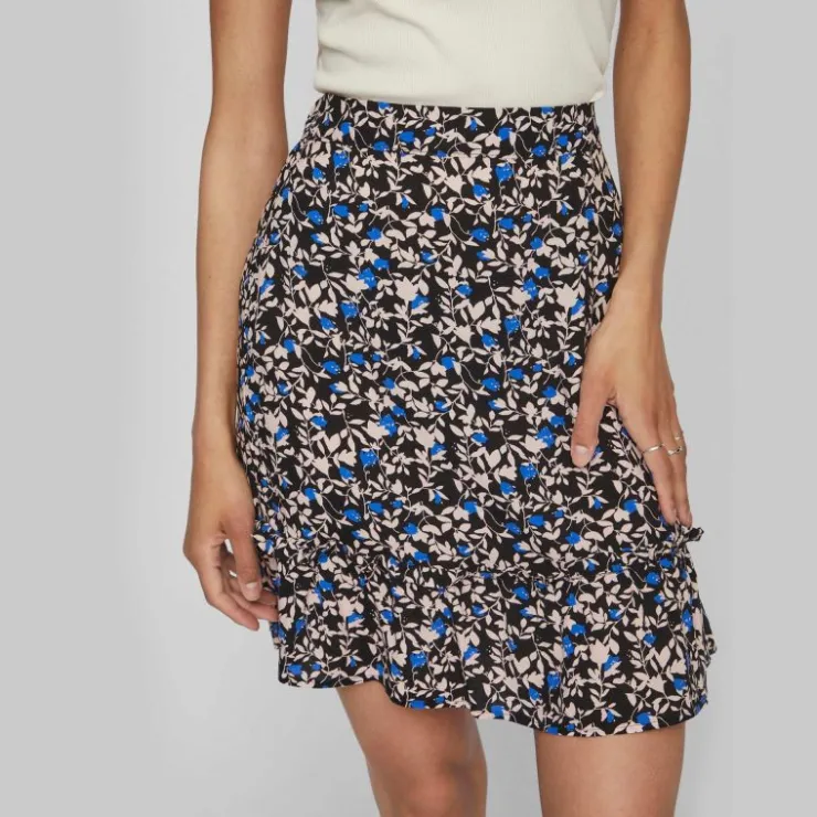VILA Jupe fluide courte imprimée floral Femme NOIR Discount