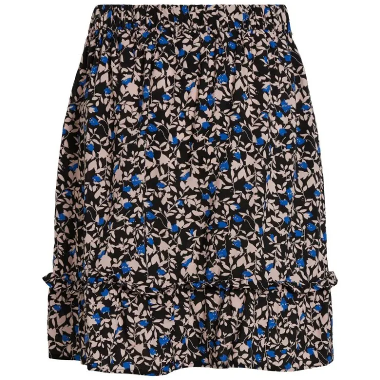 VILA Jupe fluide courte imprimée floral Femme NOIR Discount