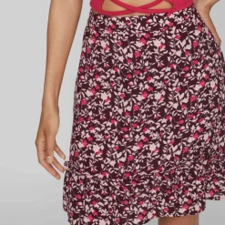 VILA Jupe fluide courte imprimée floral Femme BORDEAUX