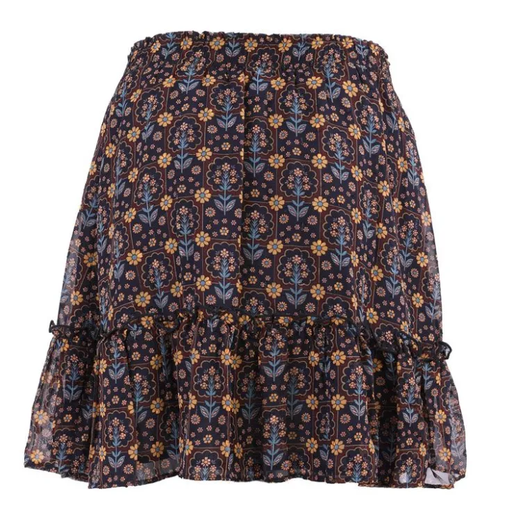 DEELUXE 74 Jupe isalda bordeaux imprimée Femme MARRON Outlet