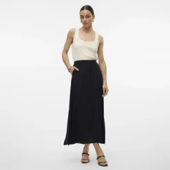 VERO MODA Jupe longue fluide avec fente Femme NOIR