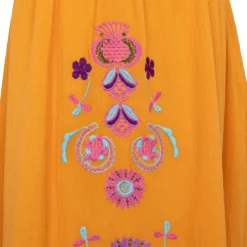 ANTIK BATIK Jupe longue élastique magoo fleurs brodées Femme ORANGE CLAIR Hot