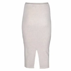 CALVIN KLEIN Jupe longue moulante laine logo fendu arrière Femme BLANC ECRU