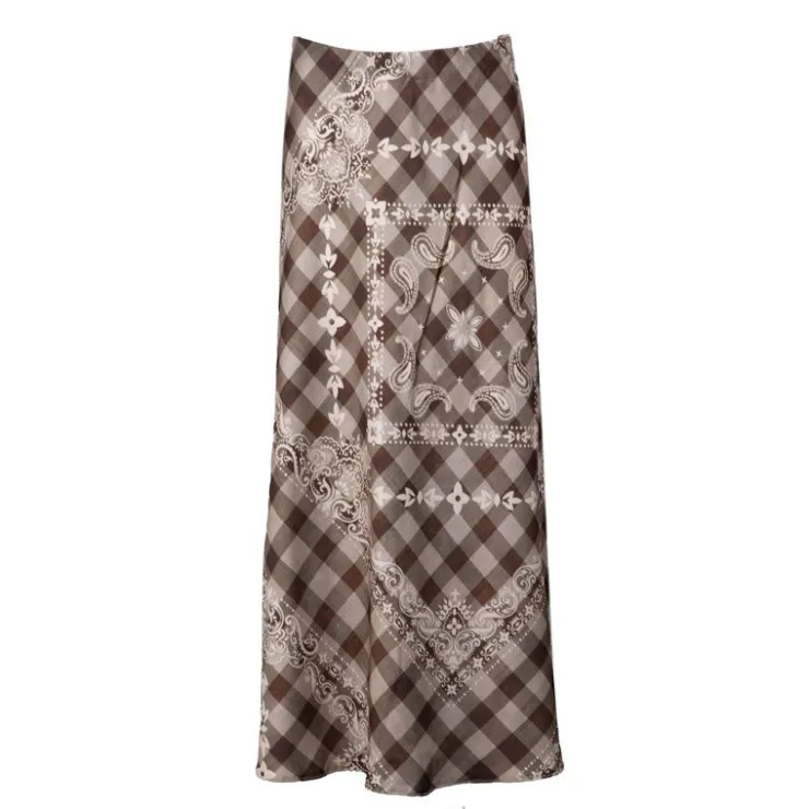 HOLLY AND JOEY Jupe longue regular vava à carreaux Femme BEIGE Hot