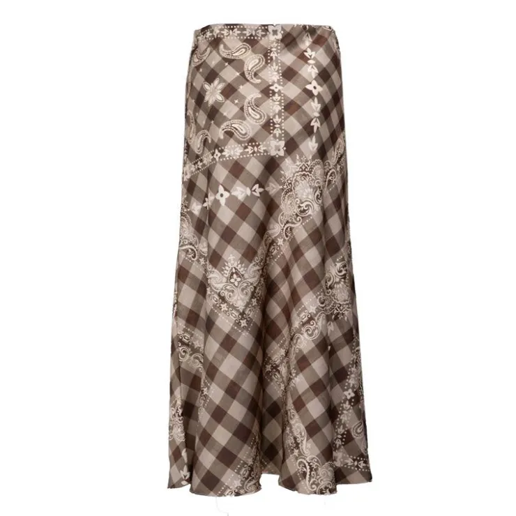 HOLLY AND JOEY Jupe longue regular vava à carreaux Femme BEIGE Hot