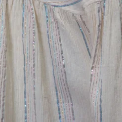 ANTIK BATIK Jupe mi longue fils brillants à rayures Femme BLANC ECRU