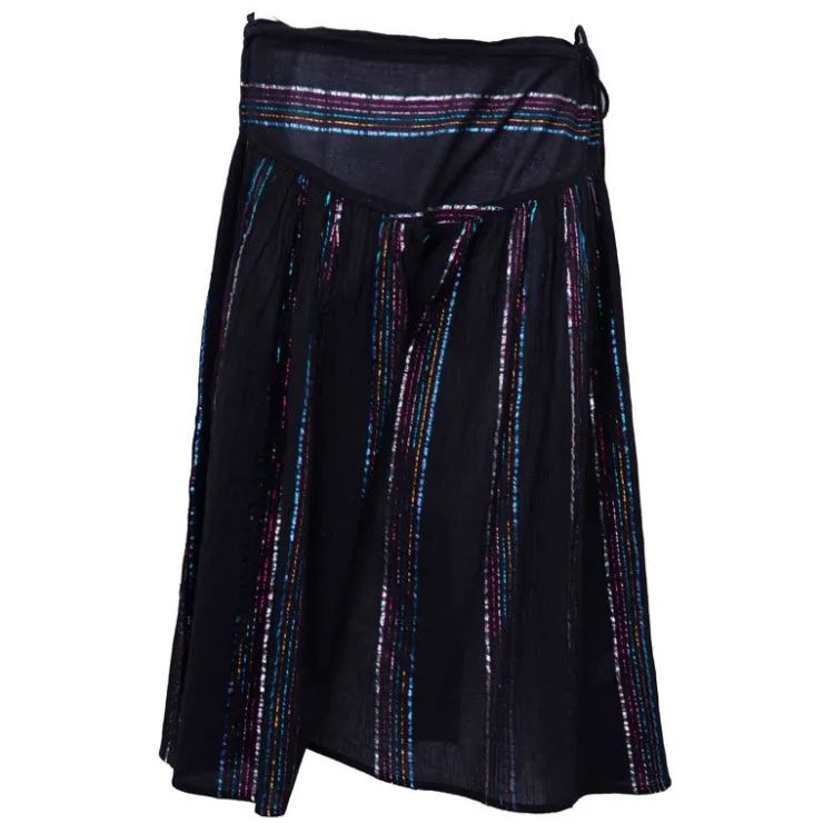 ANTIK BATIK Jupe mi longue fils brillants à rayures Femme NOIR Online