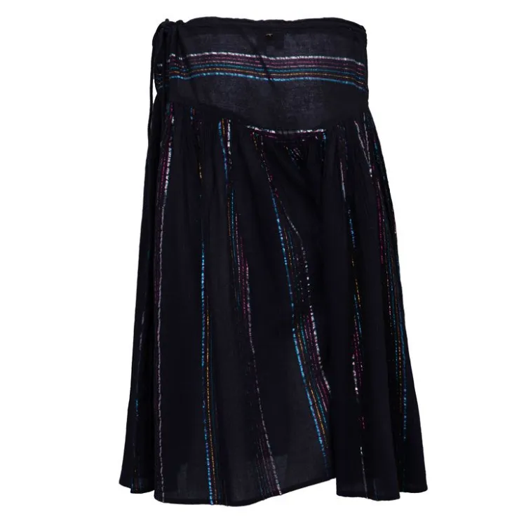 ANTIK BATIK Jupe mi longue fils brillants à rayures Femme NOIR Online