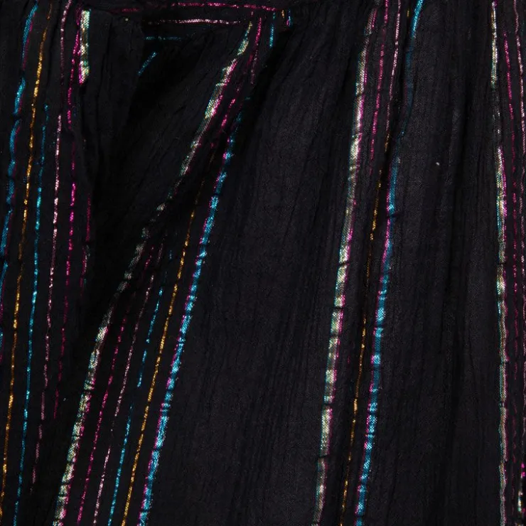 ANTIK BATIK Jupe mi longue fils brillants à rayures Femme NOIR Online