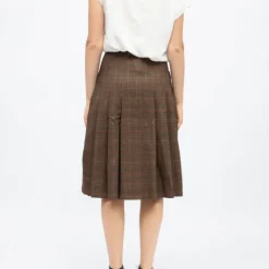 LA PETITE ETOILE Jupe mi longue motif prince de galles jeanne Femme MARRON Hot