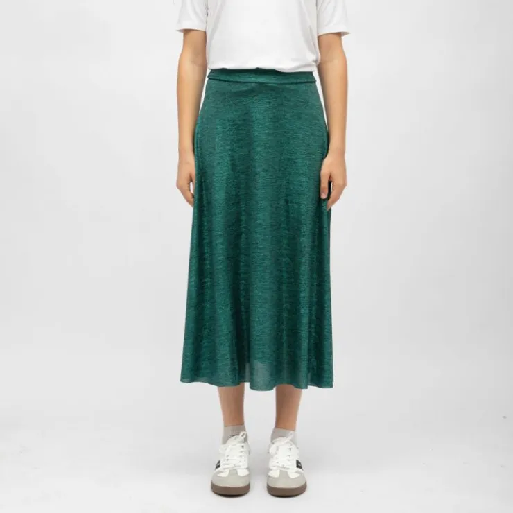 HOLLY AND JOEY Jupe midi tissu chiné ola Femme VERT