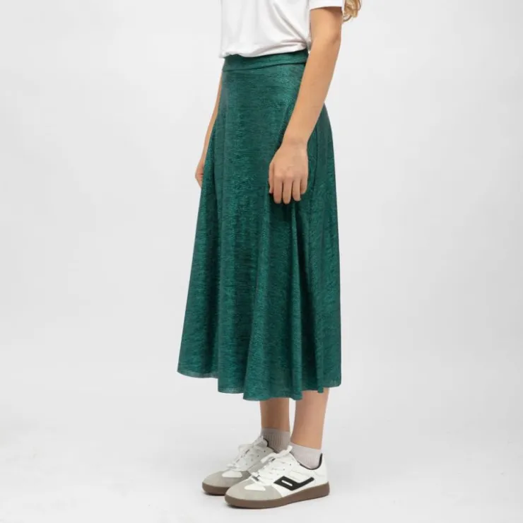 HOLLY AND JOEY Jupe midi tissu chiné ola Femme VERT