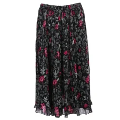 DEELUXE 74 Jupe tacha imprimée floral et rouge Femme NOIR Discount