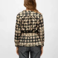 HOLLY AND JOEY Kimono vert sapin dalida à carreaux et fleurs Femme VERT FONCE Online