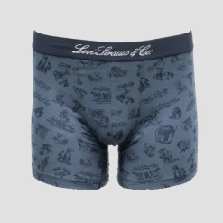 LEVI'S Lot 2 boxers coton imprimé Western logo manuscrit Homme BLEU FONCE