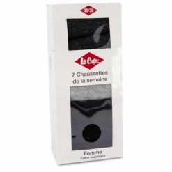LEE COOPER Lot 7 paire de chaussettes Corane Femme NOIR Discount