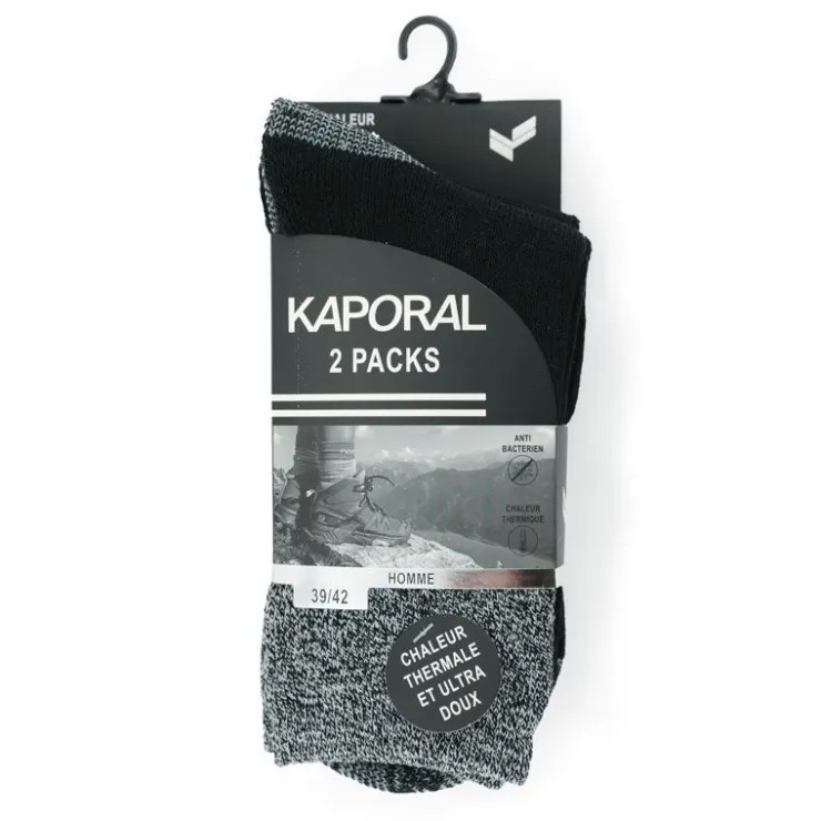 KAPORAL Lot 2 paires chaussettes ultra doux Homme GRIS