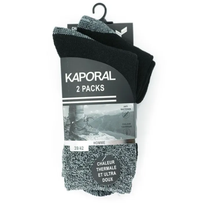 KAPORAL Lot 2 paires chaussettes ultra doux Homme GRIS