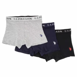 US POLO lot de 3 boxers en coton stretch Homme GRIS Clearance