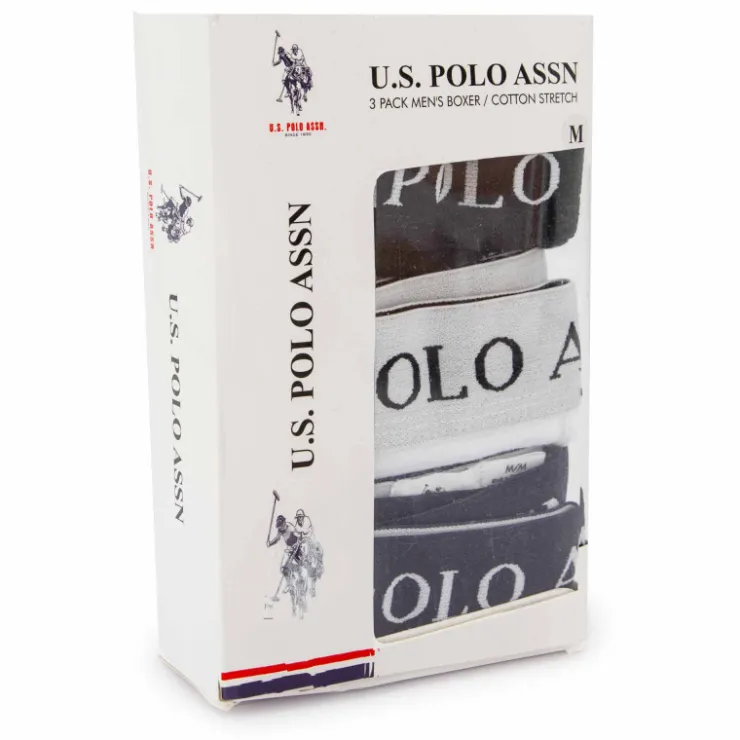 US POLO lot de 3 boxers en coton stretch Homme BLANC Best